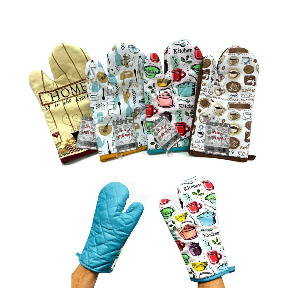 2 PC Oven Mitt Gloves Pot Holder Quilted Cotton Kitchen Cooking Heat Protection
