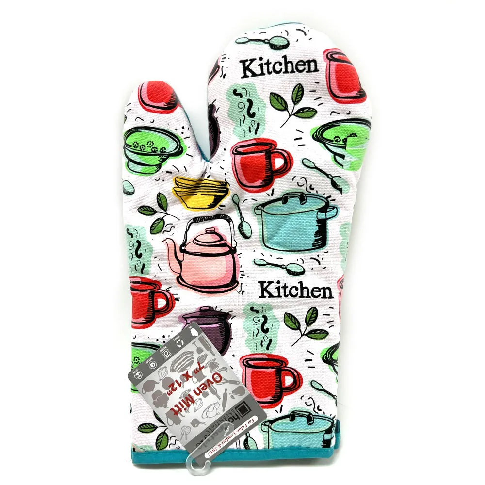 2 PC Oven Mitt Gloves Pot Holder Quilted Cotton Kitchen Cooking Heat Protection