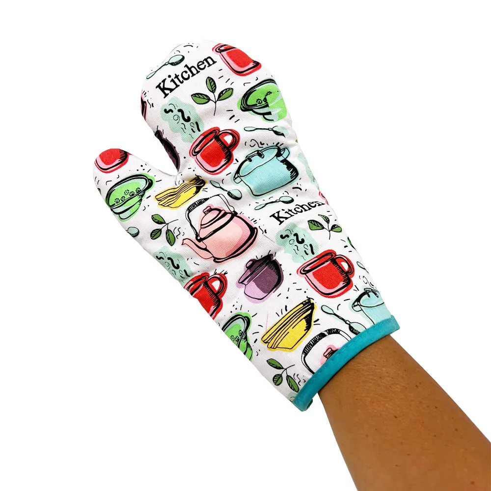 2 PC Oven Mitt Gloves Pot Holder Quilted Cotton Kitchen Cooking Heat Protection