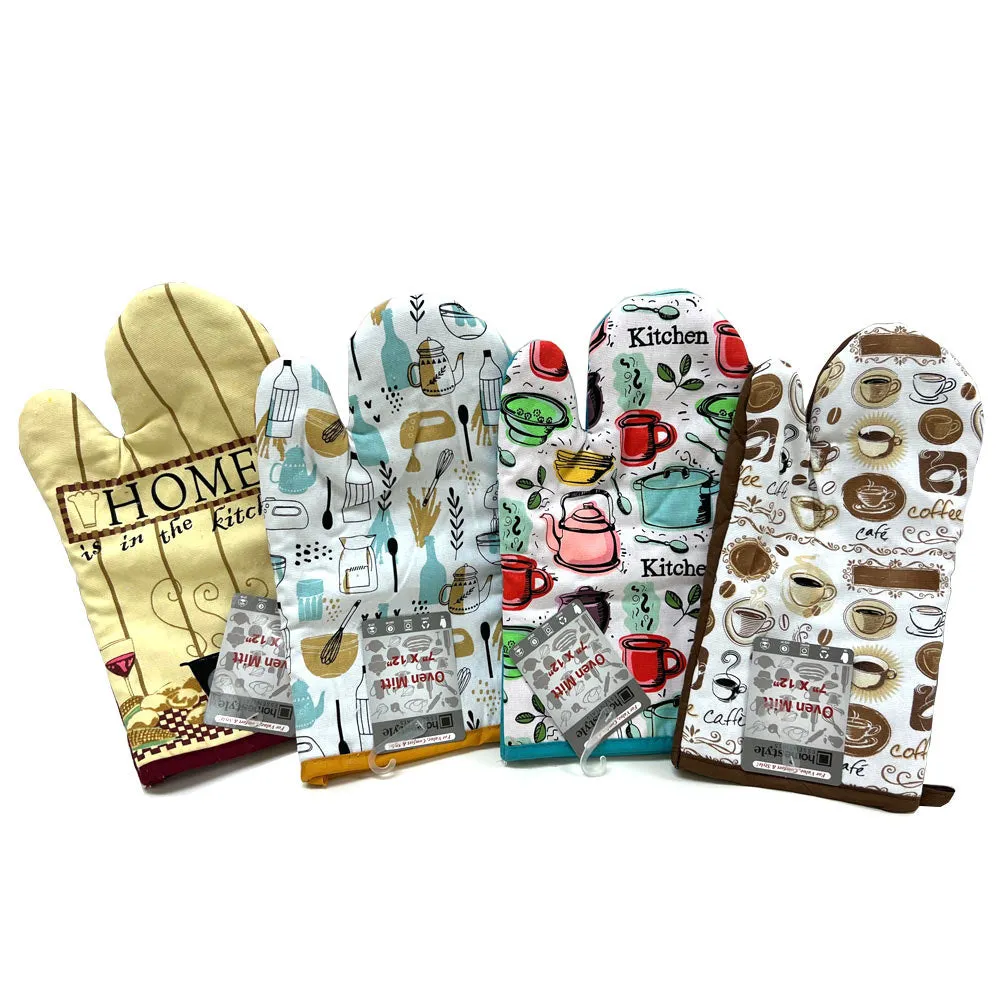 2 PC Oven Mitt Gloves Pot Holder Quilted Cotton Kitchen Cooking Heat Protection