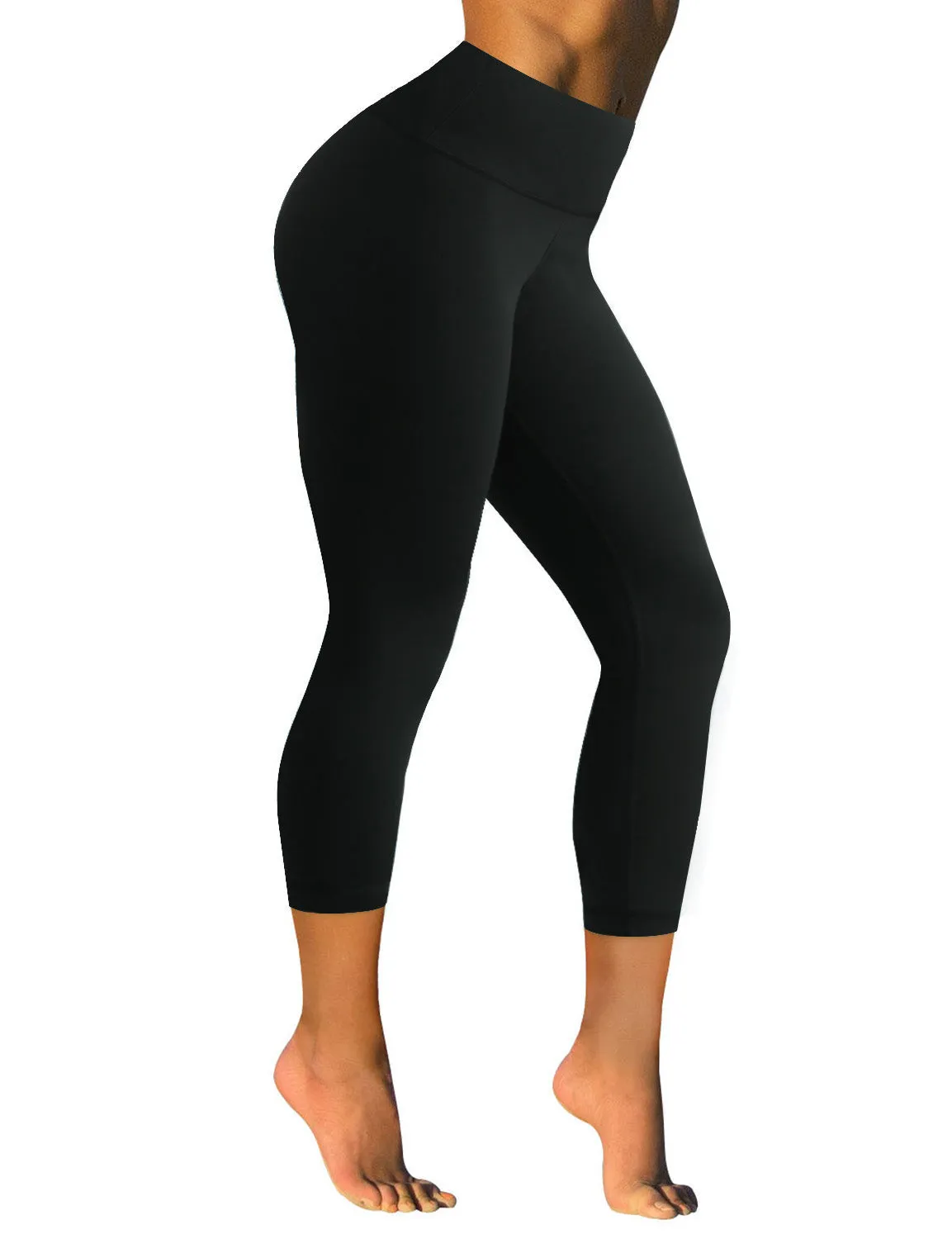 22" High Waist Crop Tight Capris black_Jogging