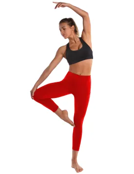 22" High Waist Side Pockets Capris scarlet_Jogging