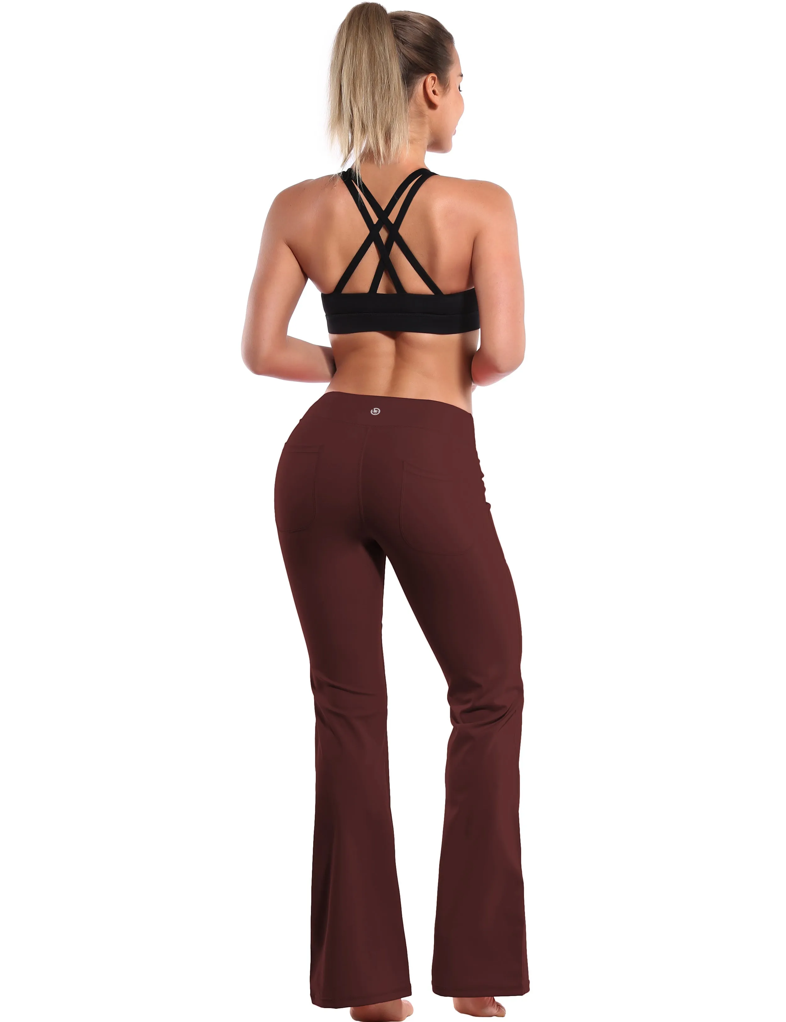 29" 31" 33" 35" Bootcut Leggings with Pockets mahoganymaroon ins_Jogging