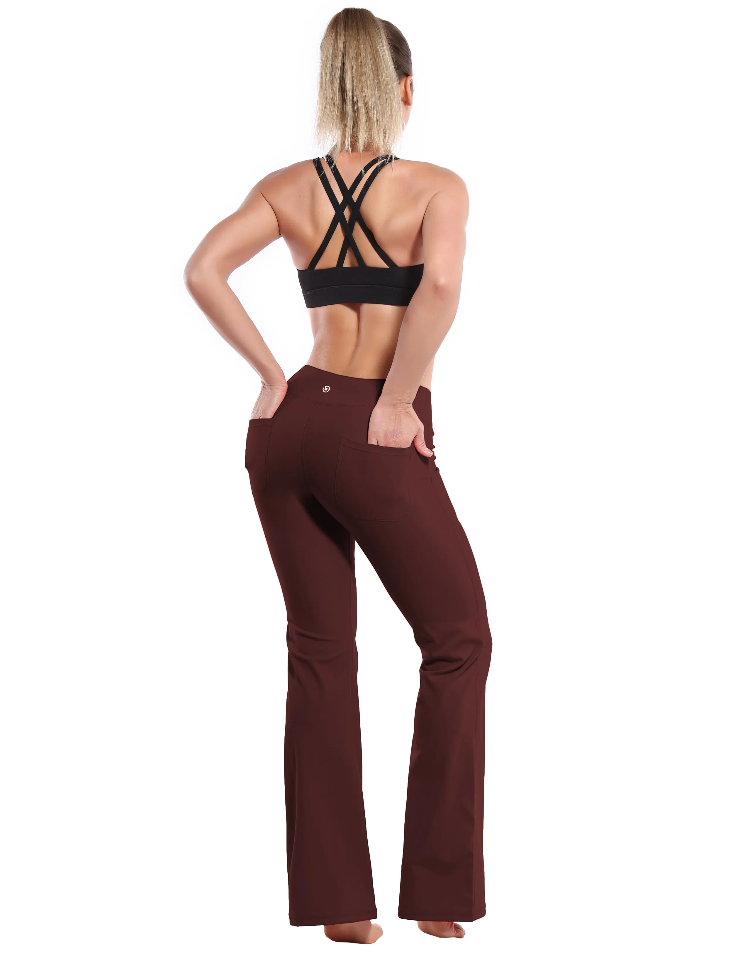 29" 31" 33" 35" Bootcut Leggings with Pockets mahoganymaroon ins_Jogging