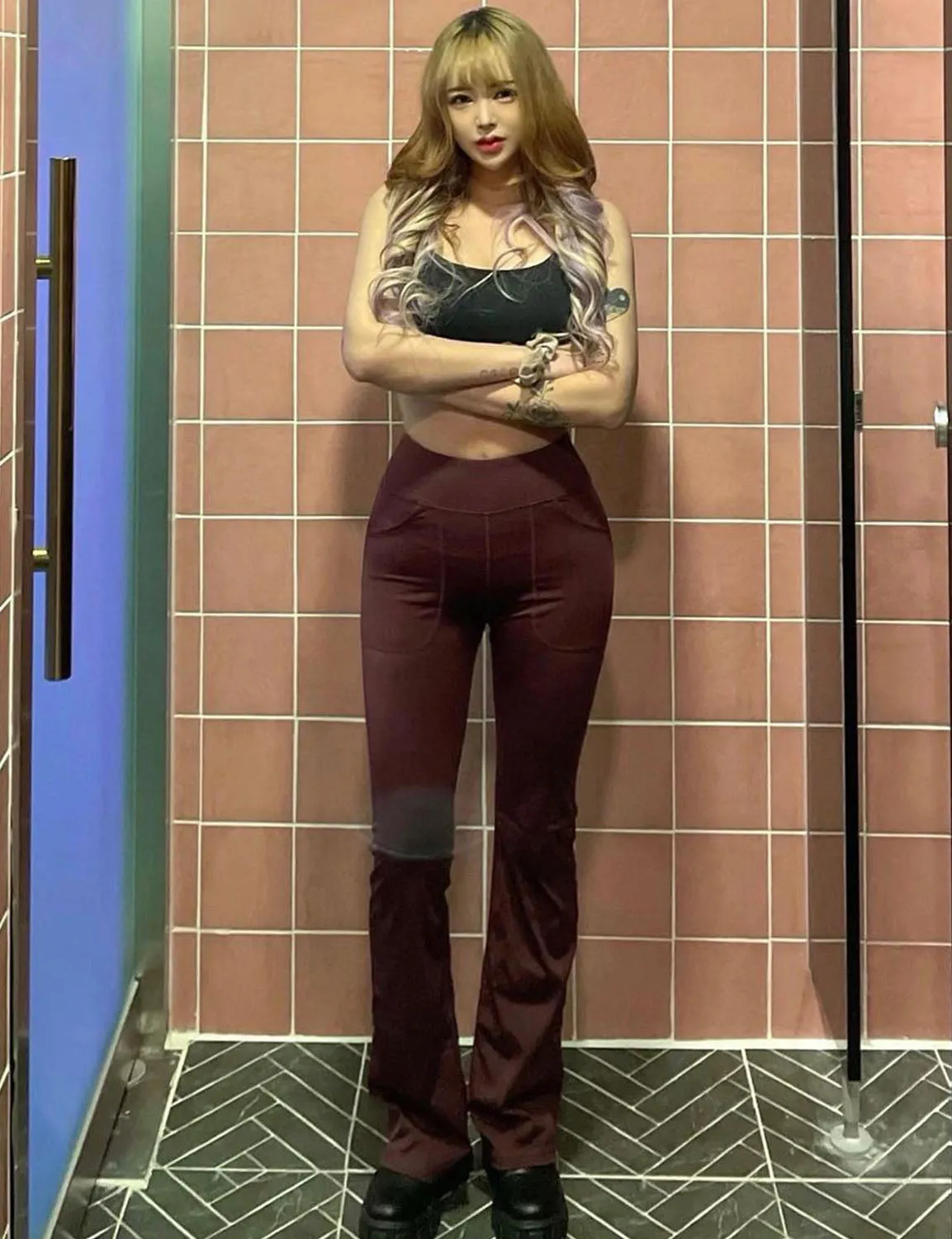 29" 31" 33" 35" Bootcut Leggings with Pockets mahoganymaroon ins_Jogging