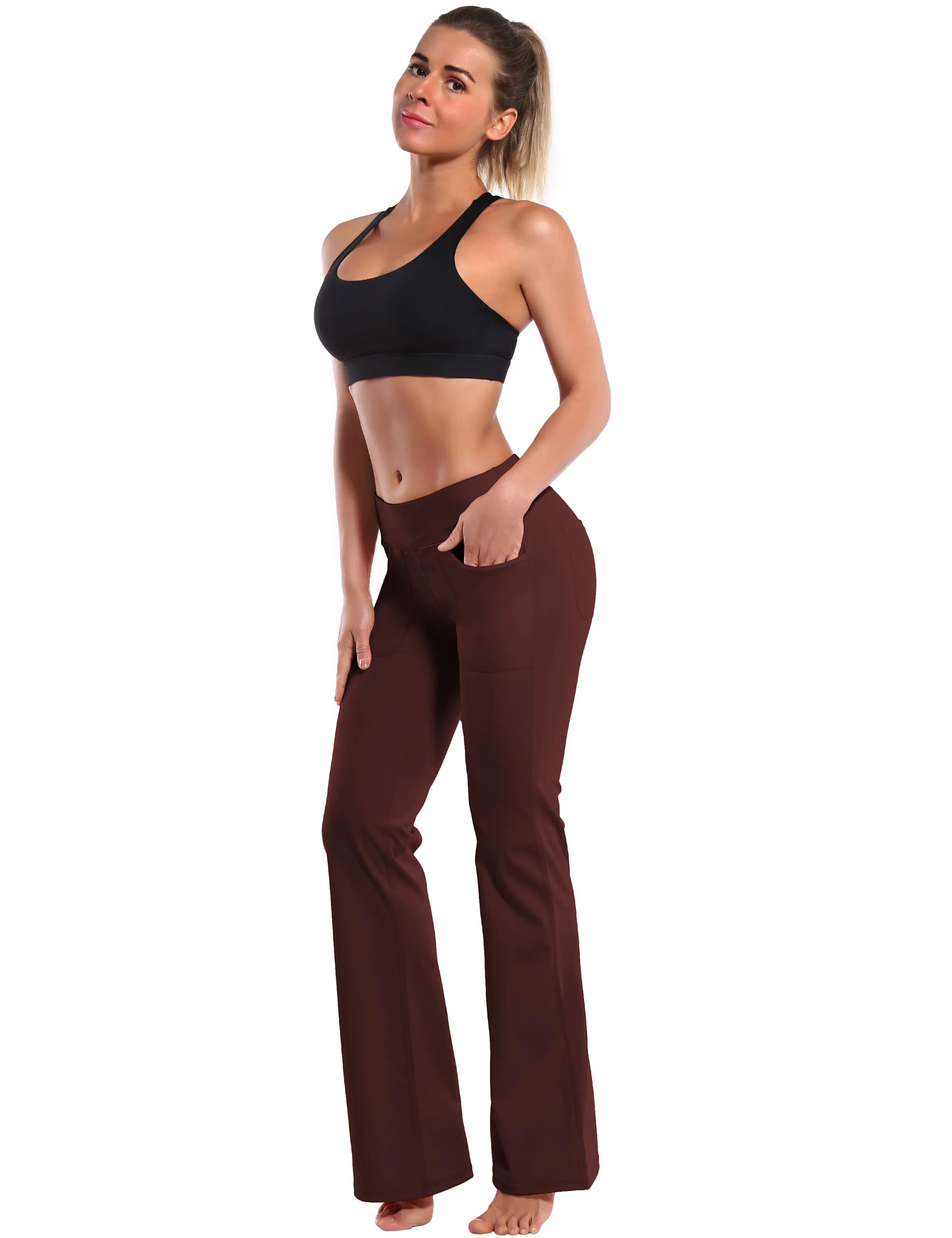 29" 31" 33" 35" Bootcut Leggings with Pockets mahoganymaroon ins_Jogging