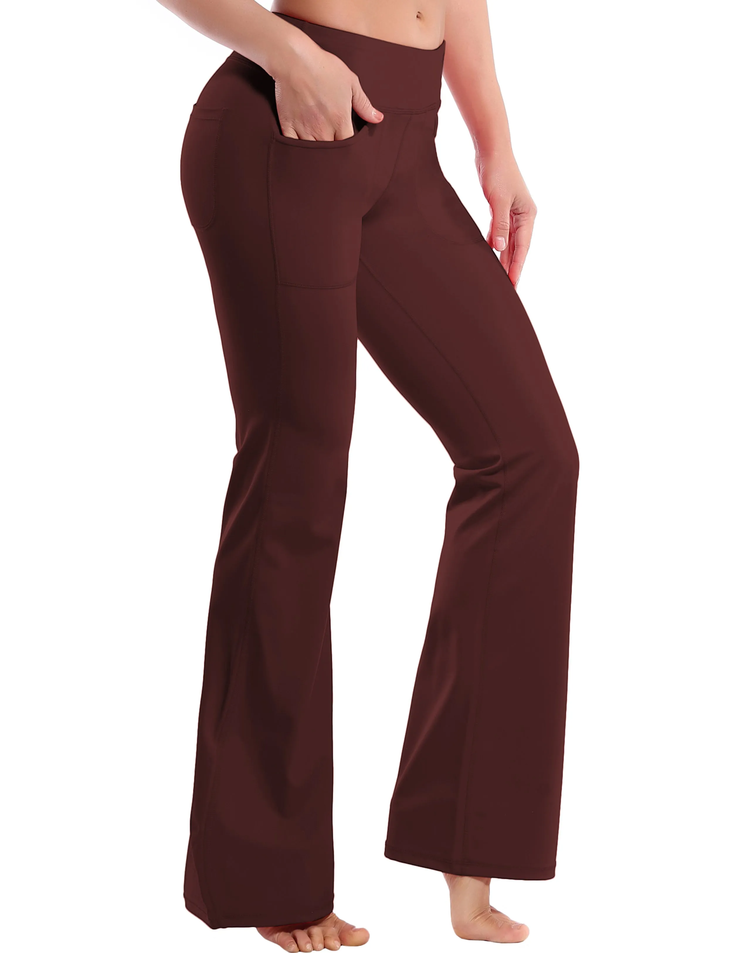 29" 31" 33" 35" Bootcut Leggings with Pockets mahoganymaroon ins_Jogging