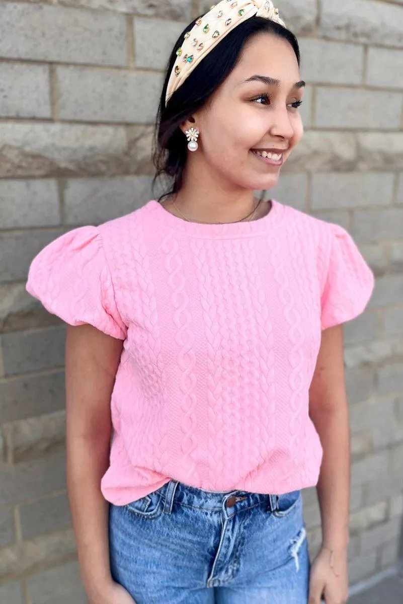 Amber Pink Puff Sleeve Blouse