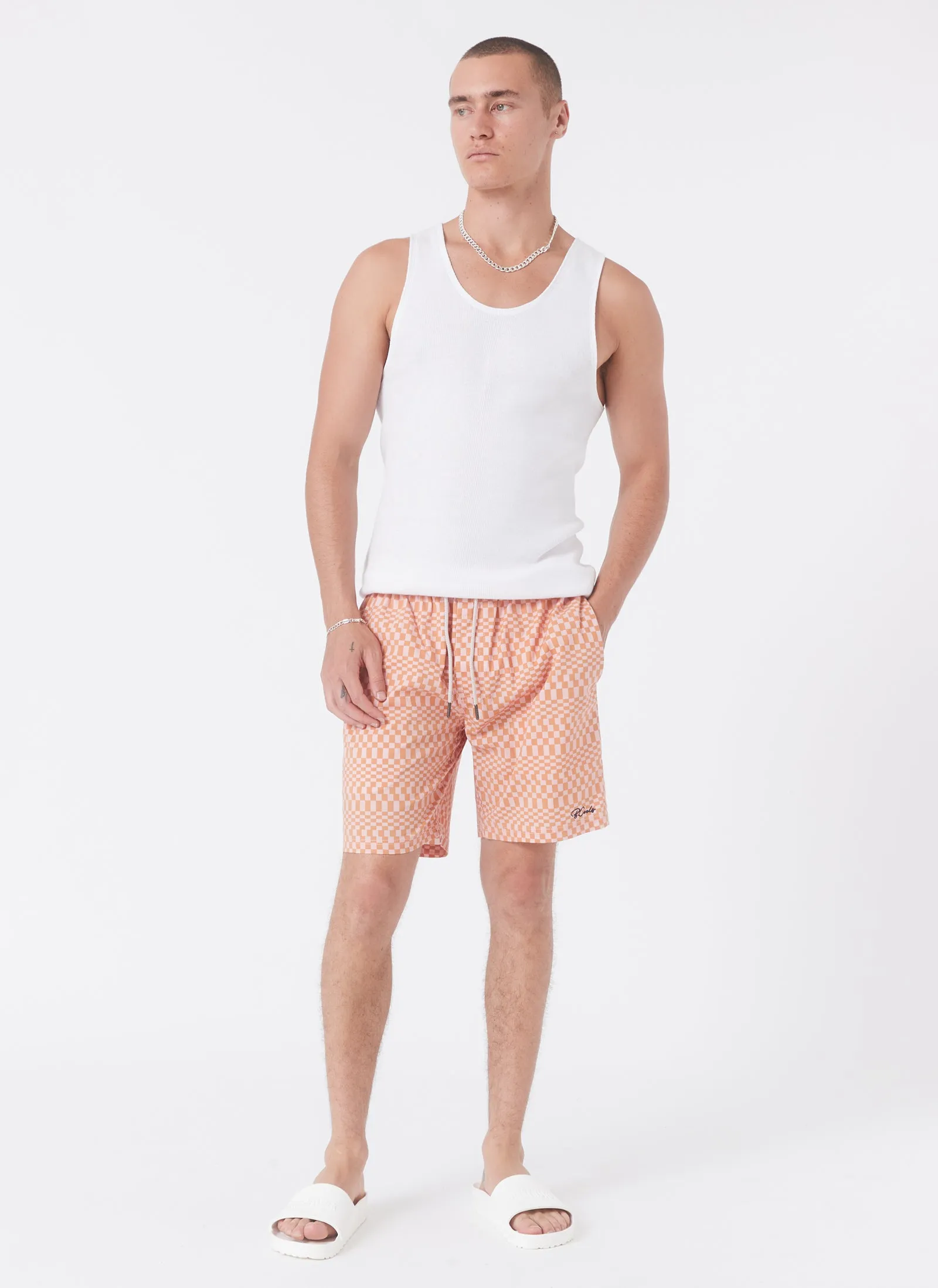 Amphibious Swim Short Amber Checker 2.0