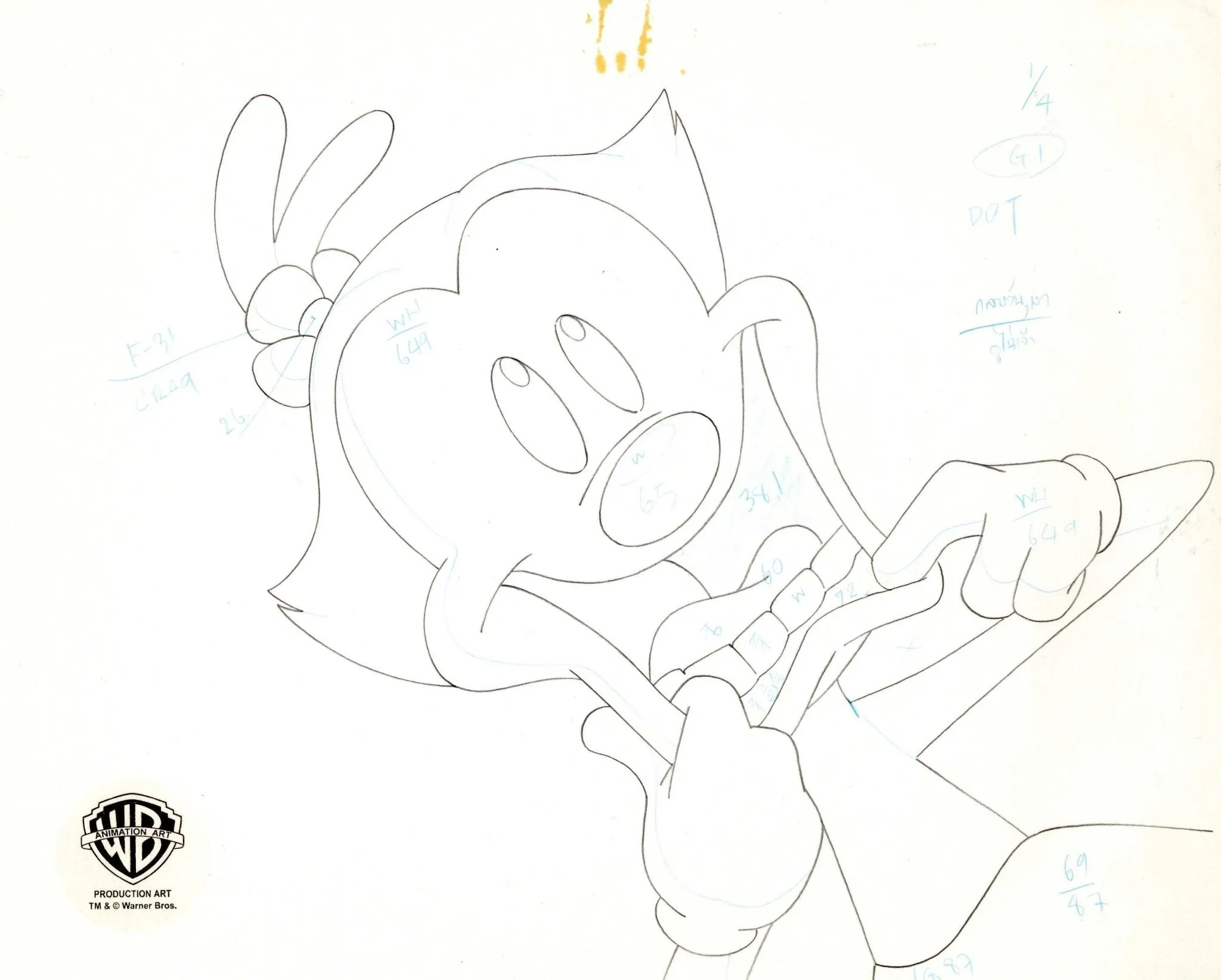 Animaniacs Original Production Cel on Original Background with Matching Drawing: Dot