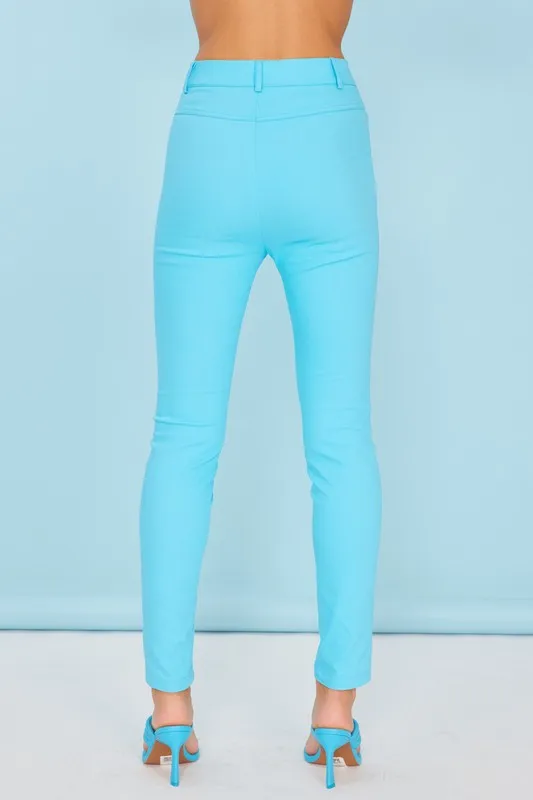 Aqua Blue Waxed Finish Super Stretch Summer Jeggings