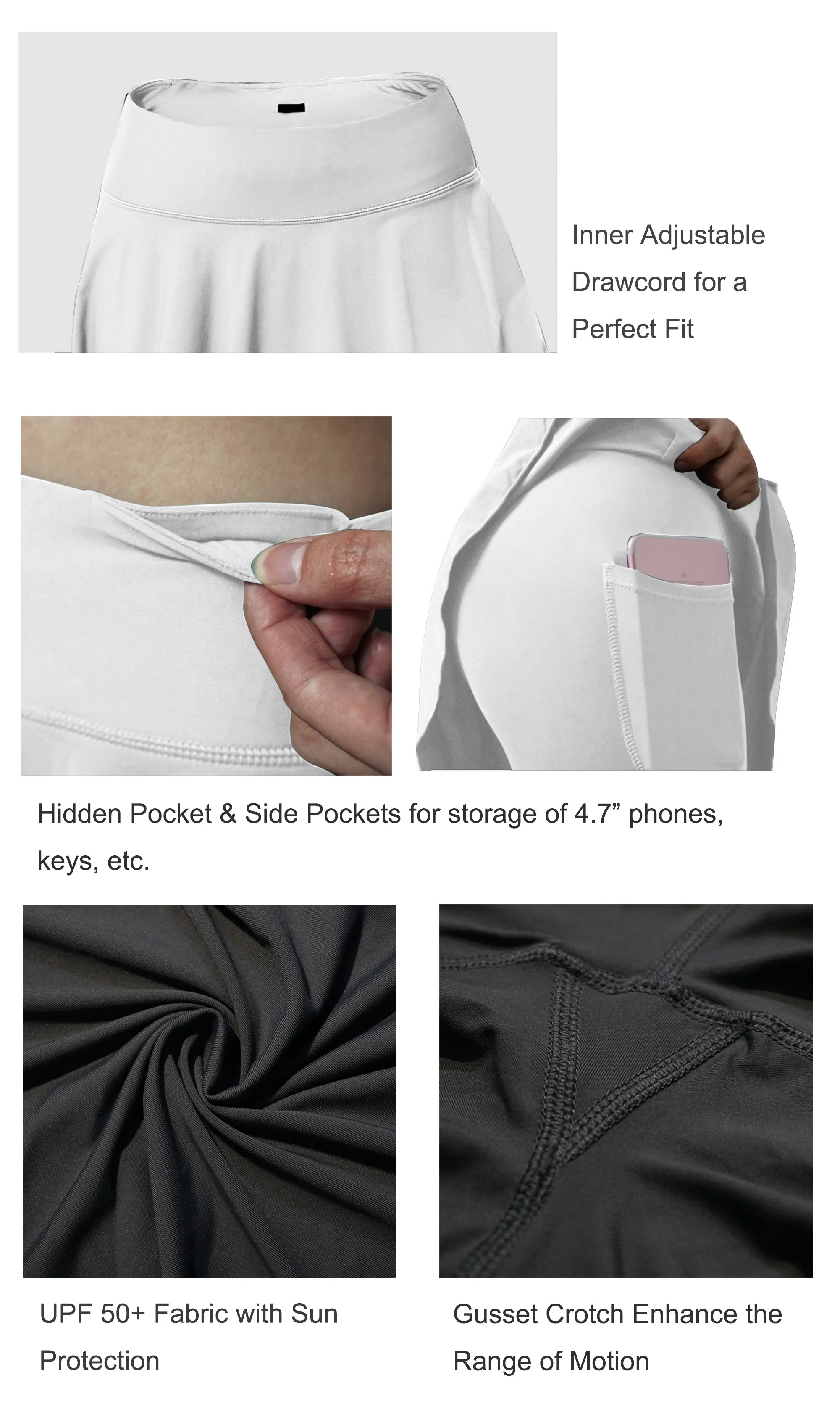 Athletic Tennis Golf Skort with Pocket Shorts white_Jogging