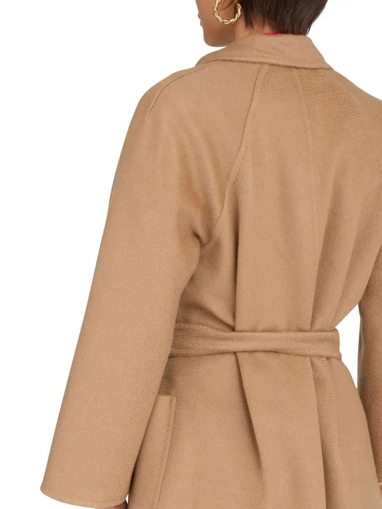 Belted Cashmere and Wool Coat in Natural Beige
