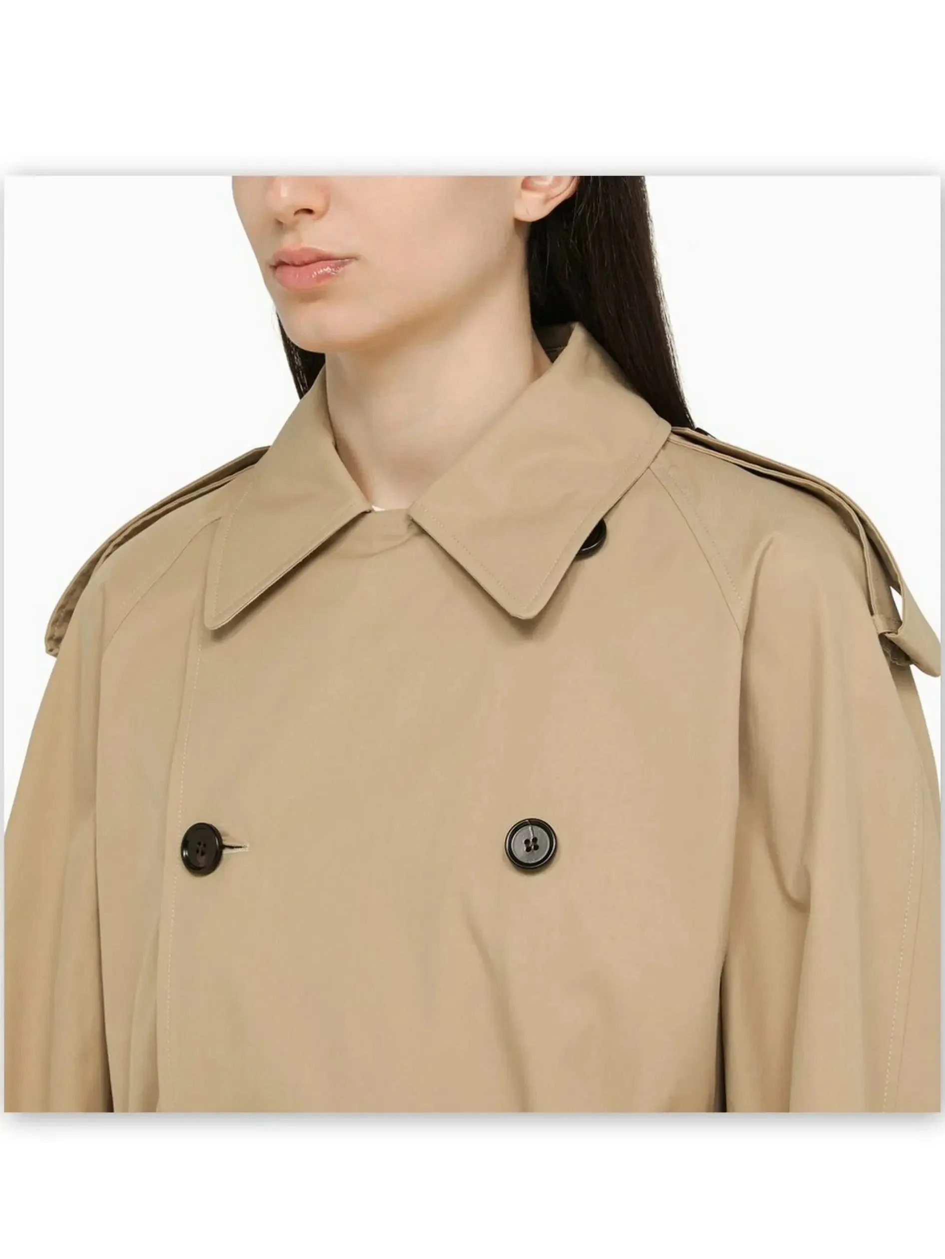 Belted Double-Breasted Beige Trench Jacket
