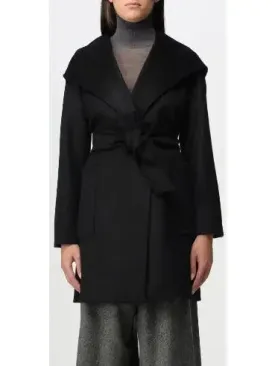 Belted Hooded Midi Coat in Black