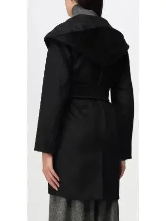Belted Hooded Midi Coat in Black