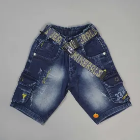 Blue Denim Shaded Shorts for Boys
