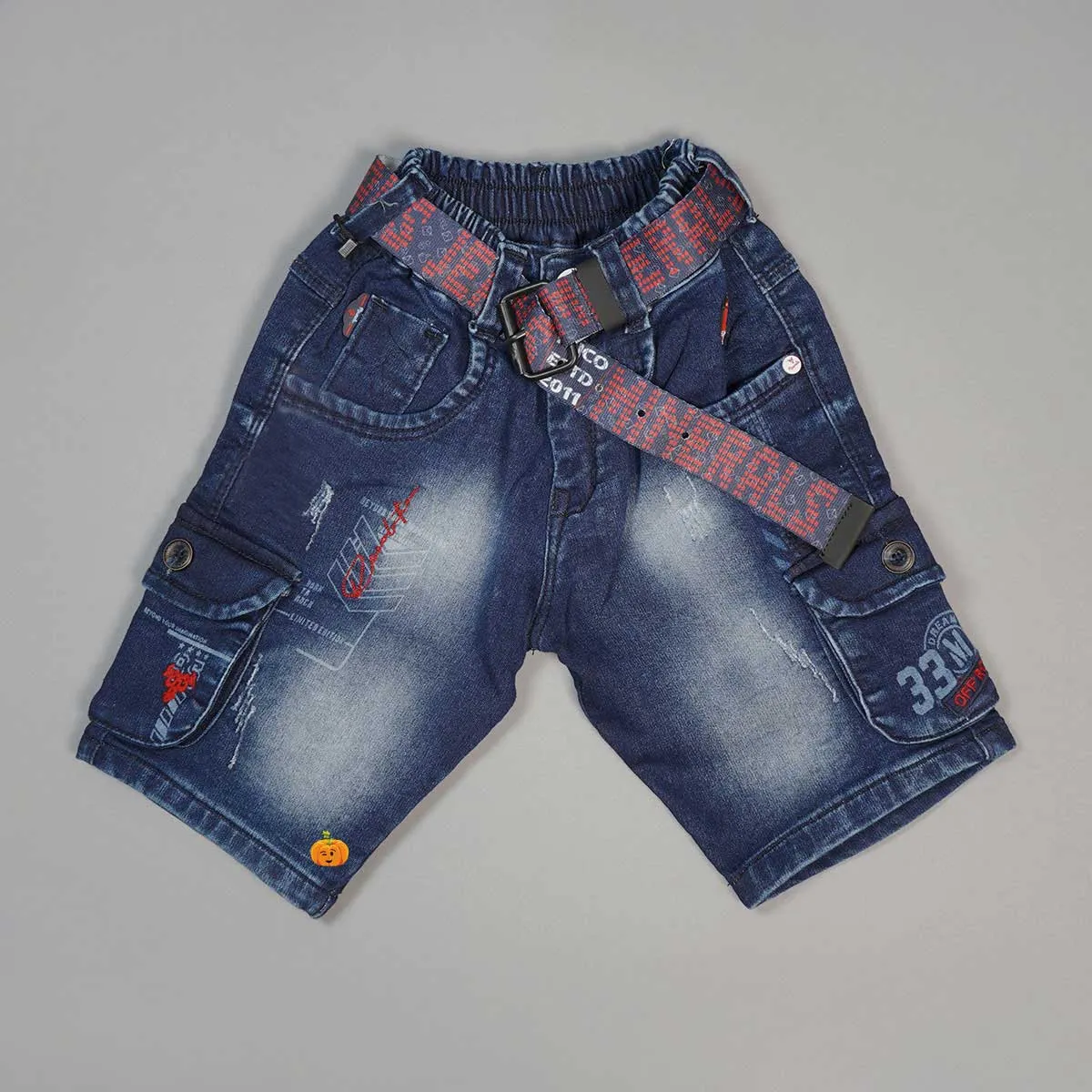 Blue Denim Shaded Shorts for Boys