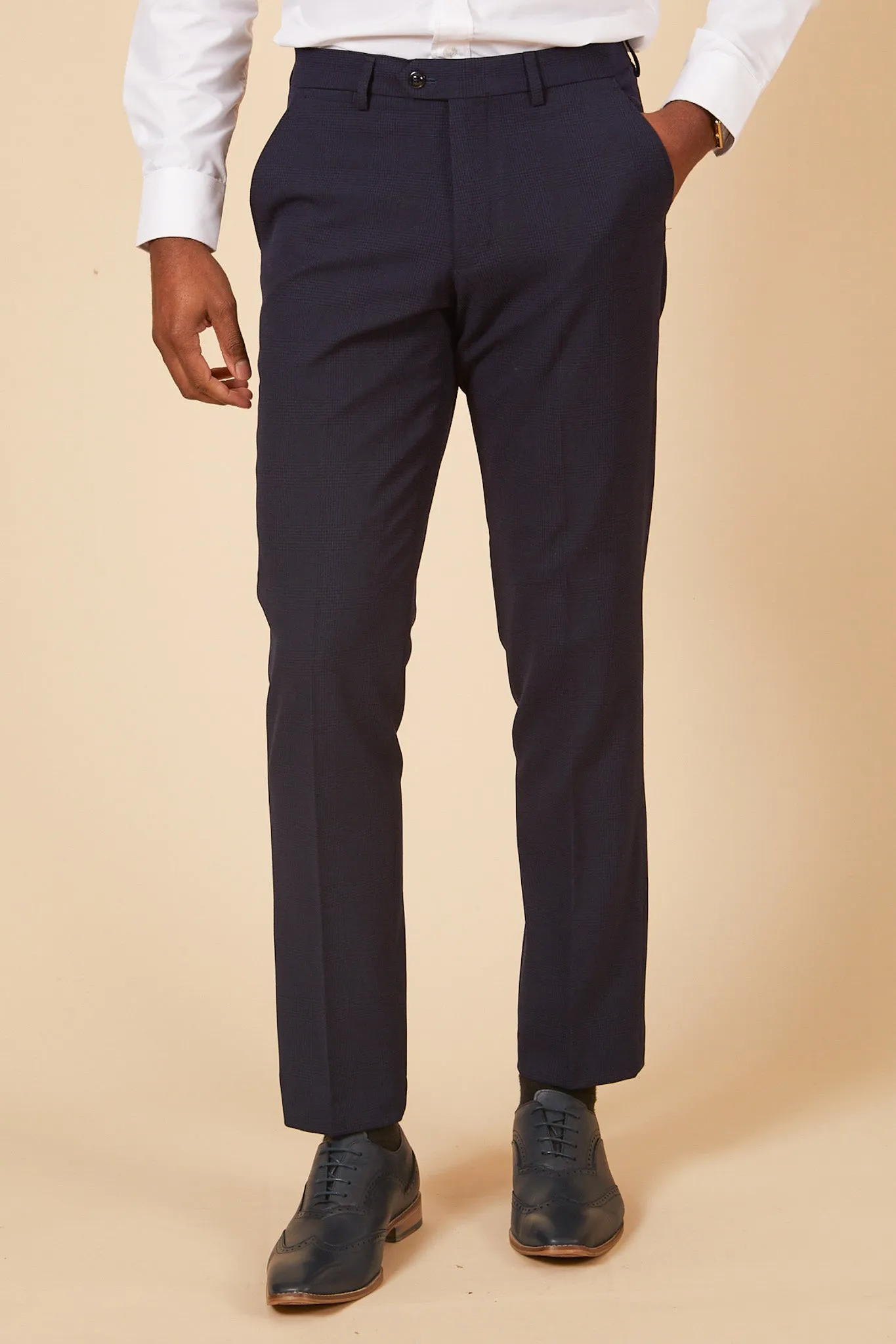 BROMLEY - Navy Check Three Piece Suit