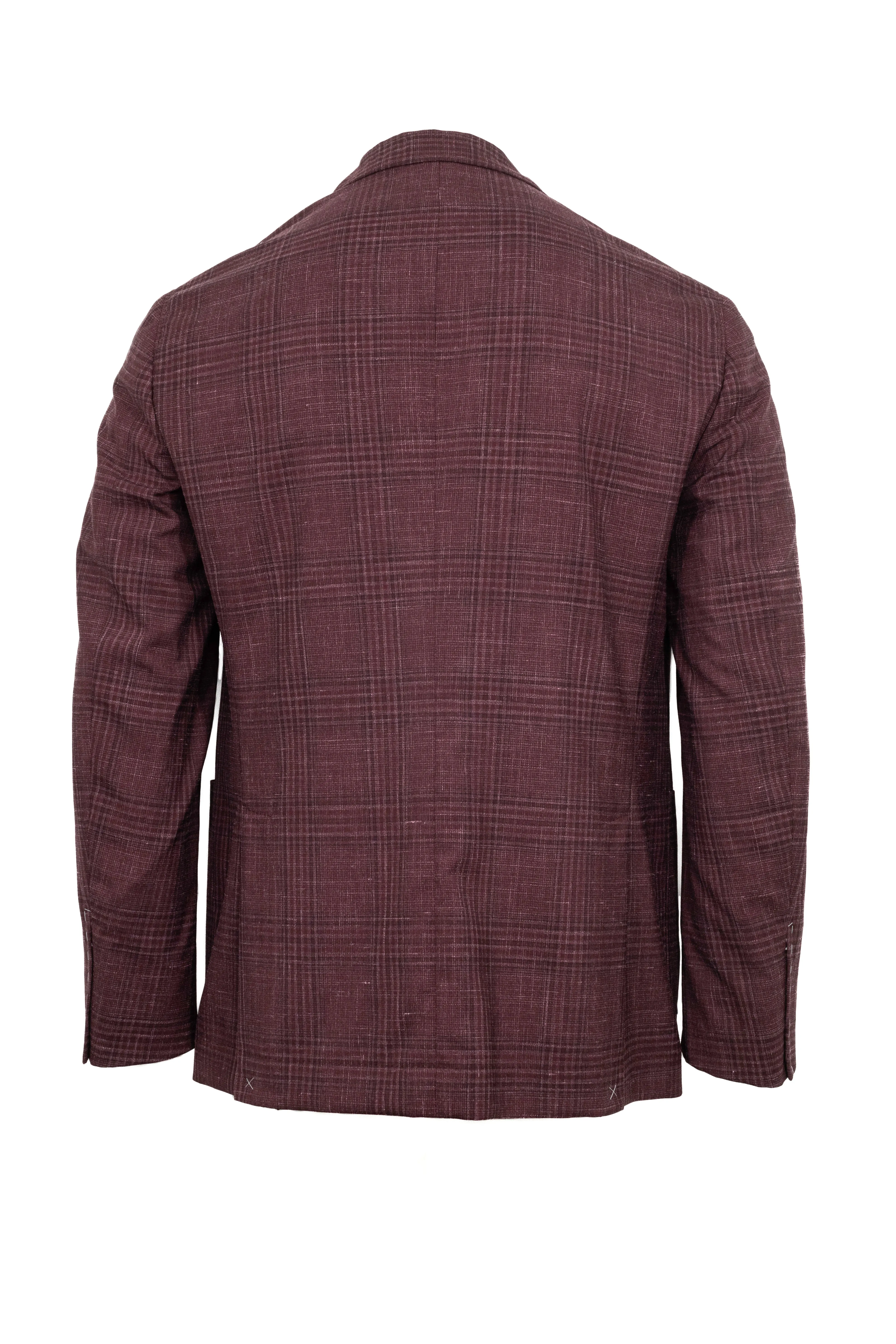 Brunello Cucinelli New Mens Wool Linen & Silk Brick Red Plaid Blazer