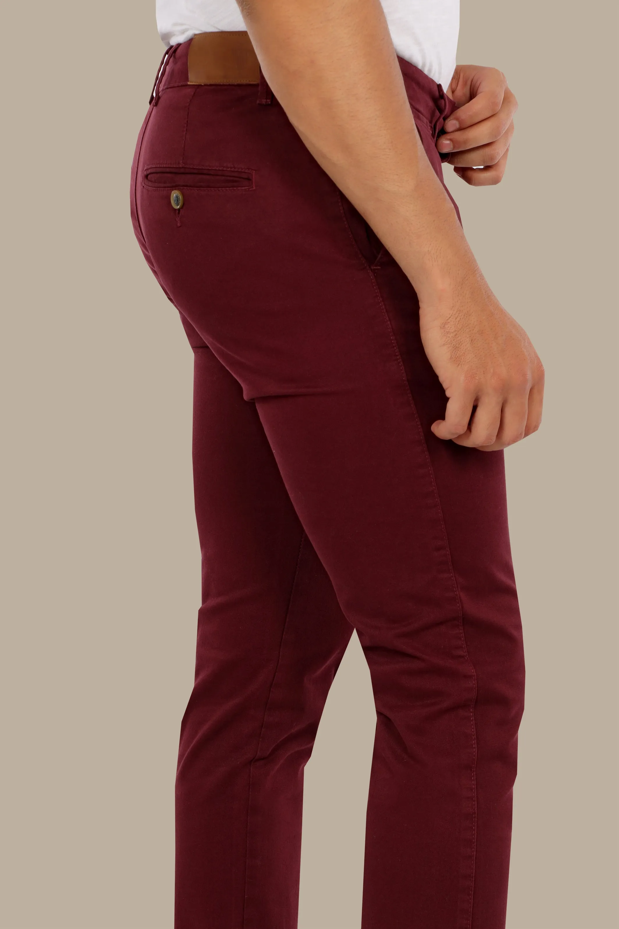 Burgundy Bliss: Slim Fit Chino Trousers