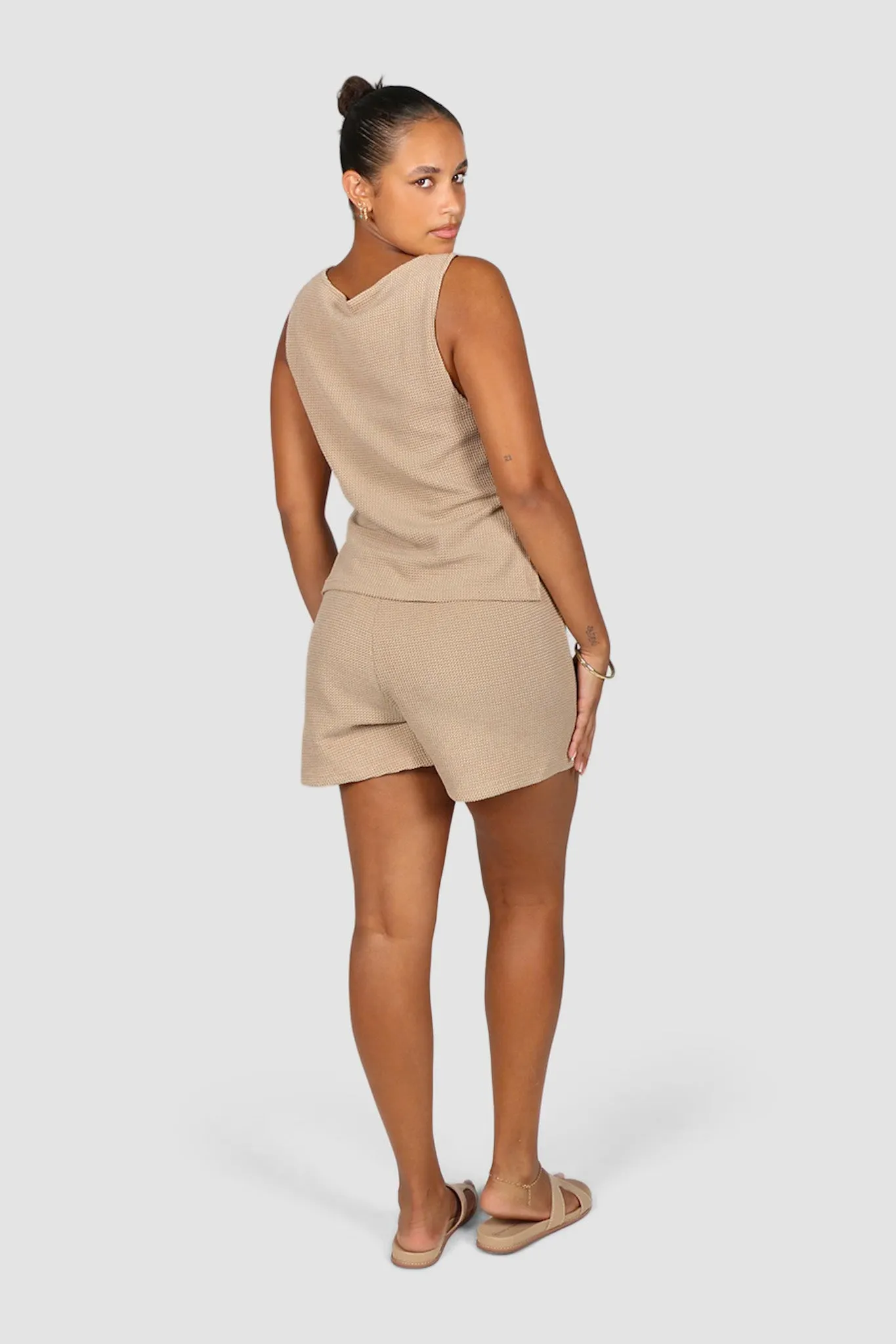 CAPRI WAFFLE SHORTS BISCUIT