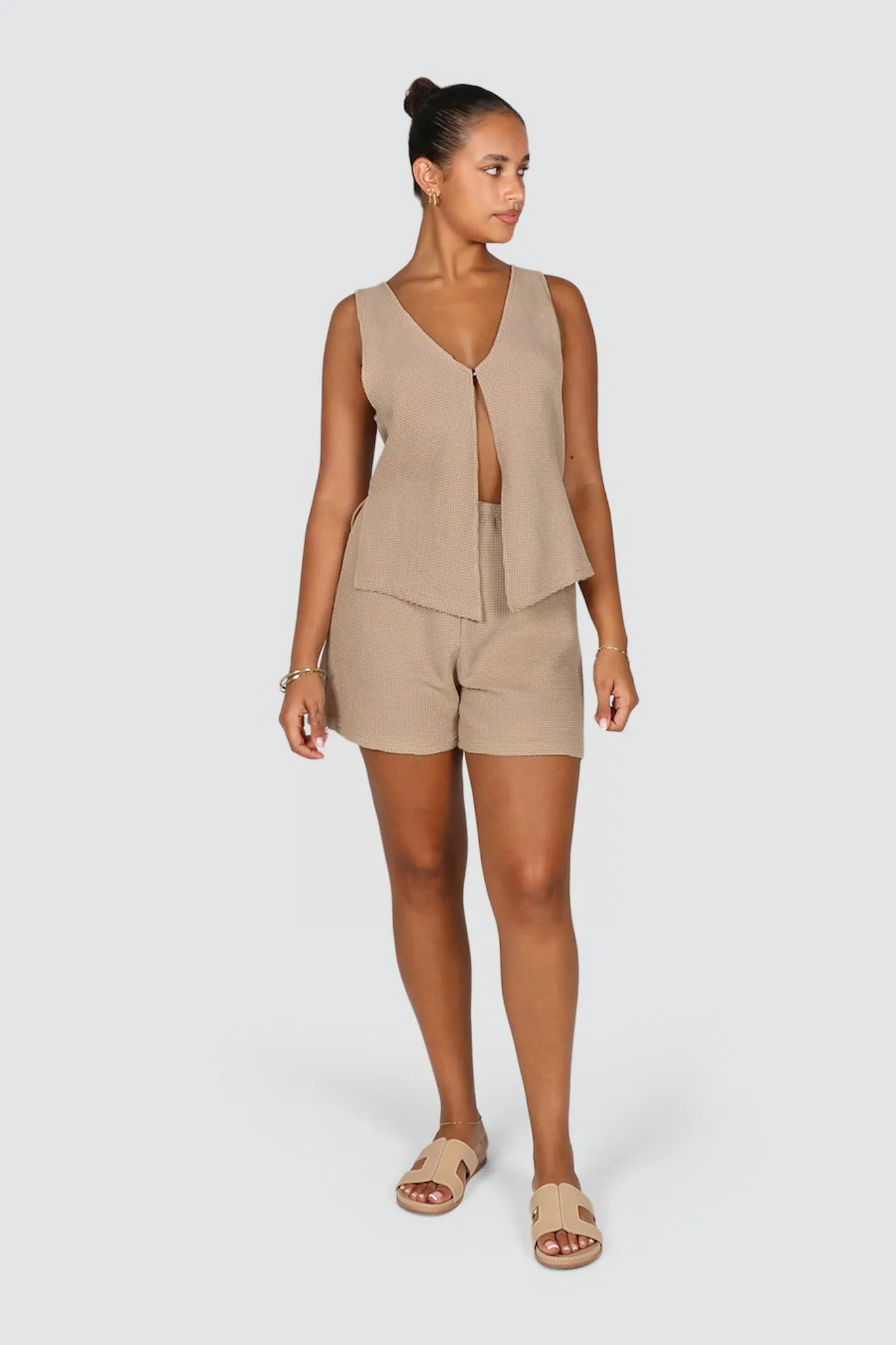 CAPRI WAFFLE SHORTS BISCUIT