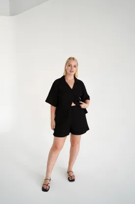CAPRI WAFFLE SHORTS BLACK