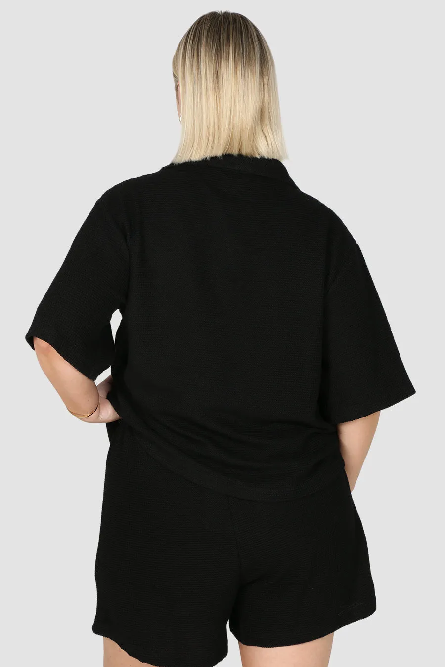 CAPRI WAFFLE SHORTS BLACK