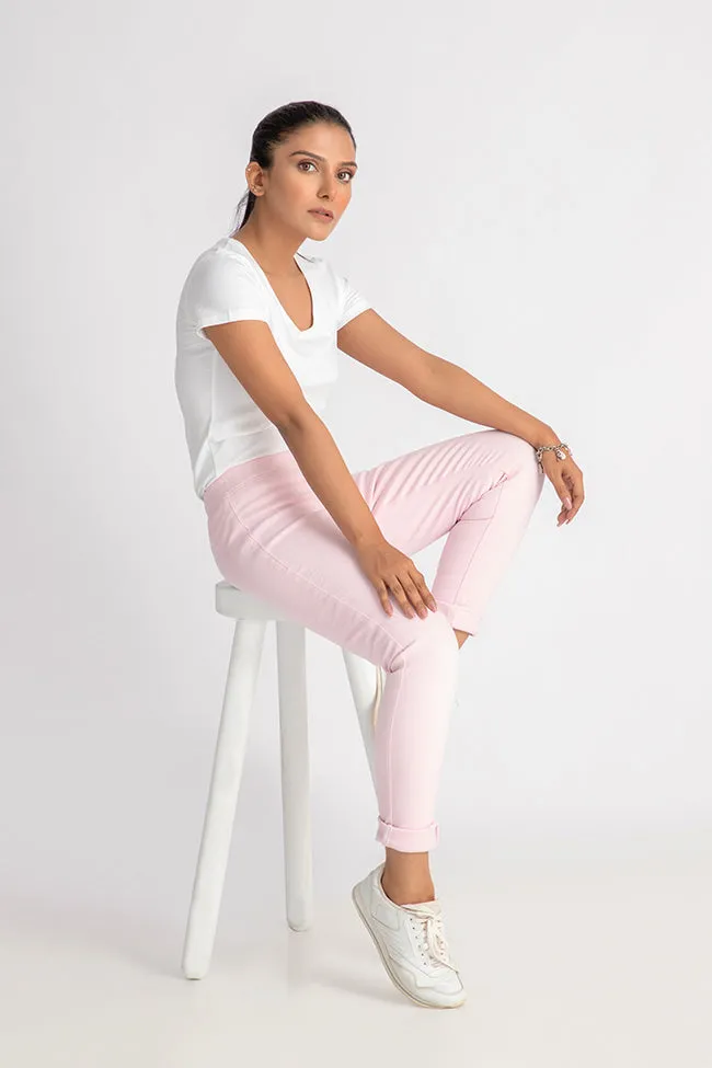 Casual Denim Jeggings - Pink