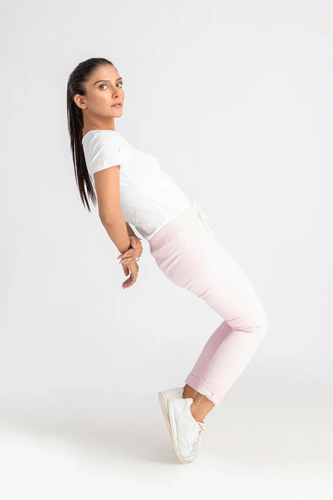 Casual Denim Jeggings - Pink
