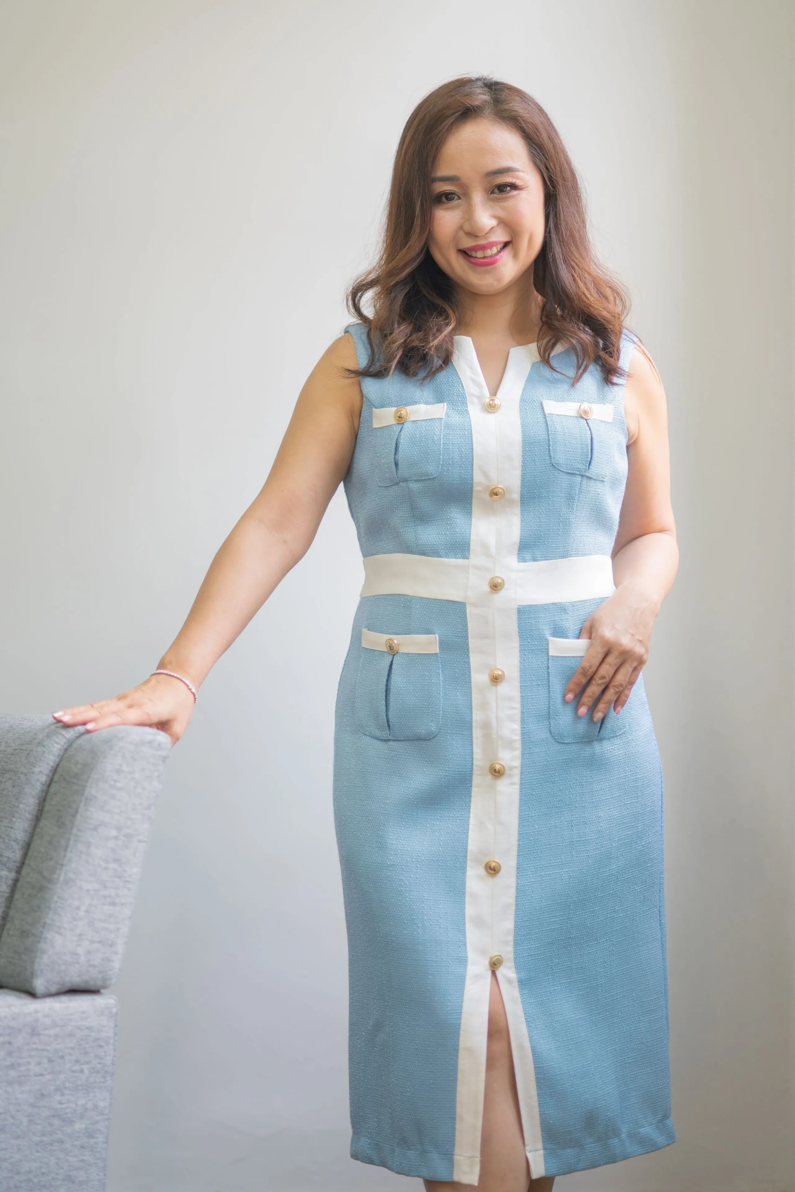 Classy Pastel Tweed Dress