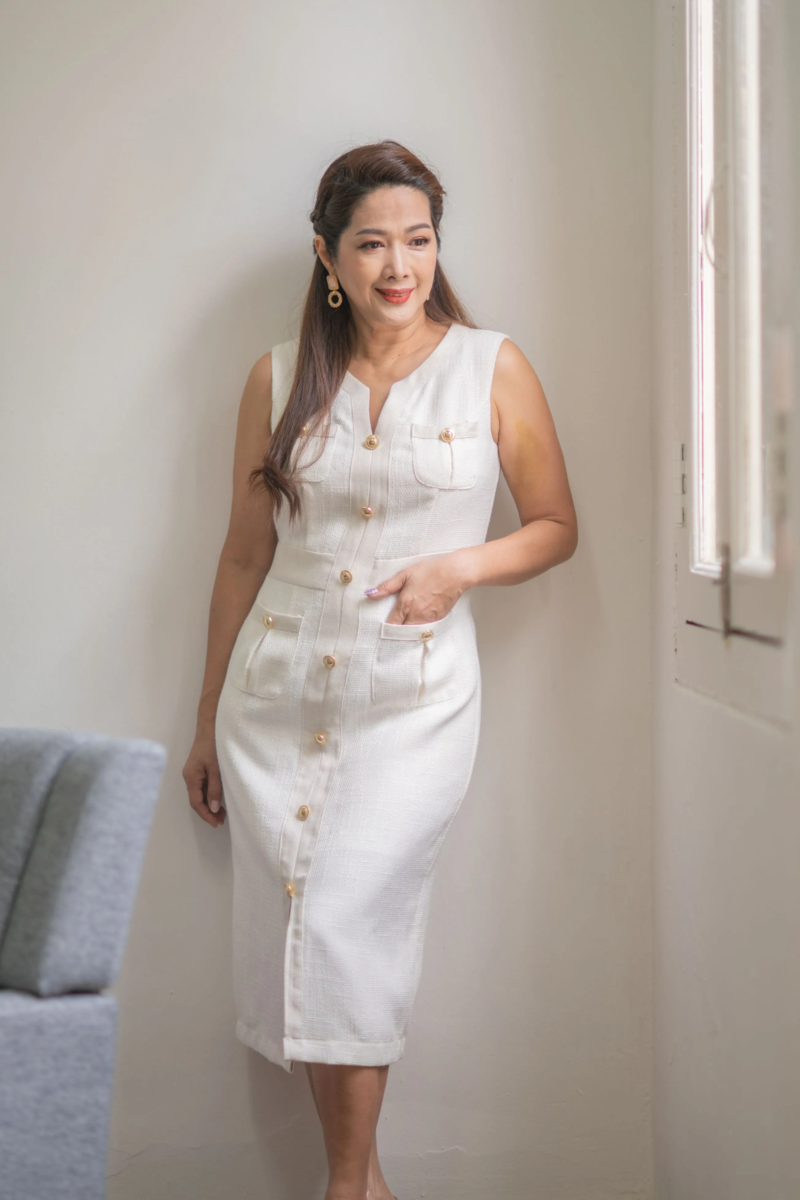 Classy Pastel Tweed Dress