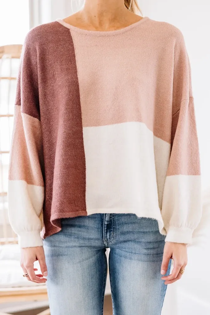 Color Block Tie Back Long Sleeve Patchwork Sweater Top