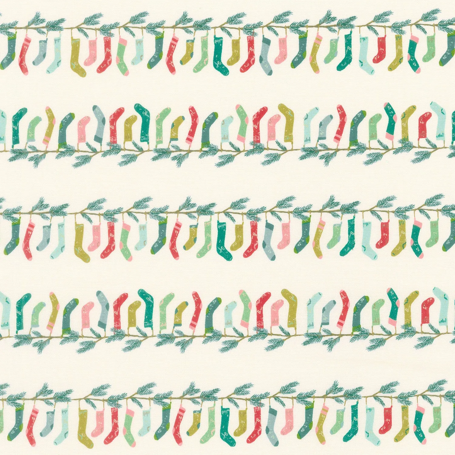Cozy Wonderland - Stocking Stripe Natural Yardage
