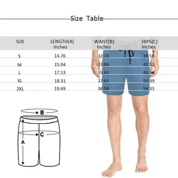 Custom Face Drawstring Swim Trunks Personalized Face Colorful Flowers Men's Quick Dry Swim Shorts Gift for Valentine's Day