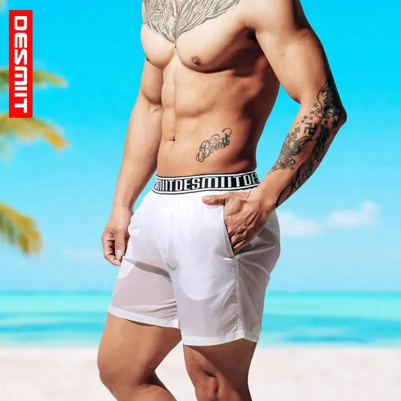 DESMIIT Mens Transparent Swim Shorts