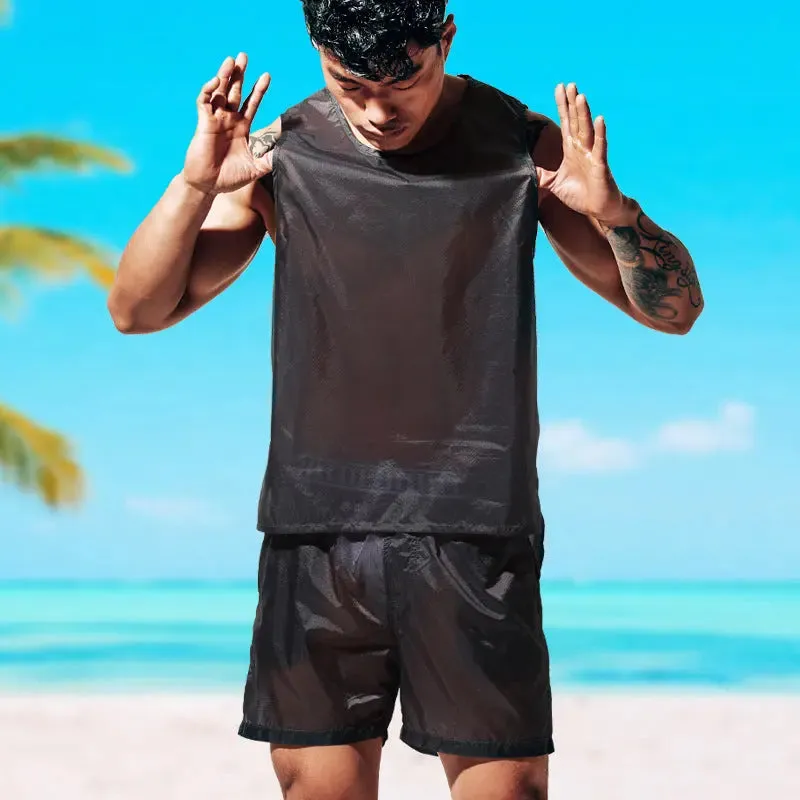 DESMIIT Mens Transparent Swim Shorts