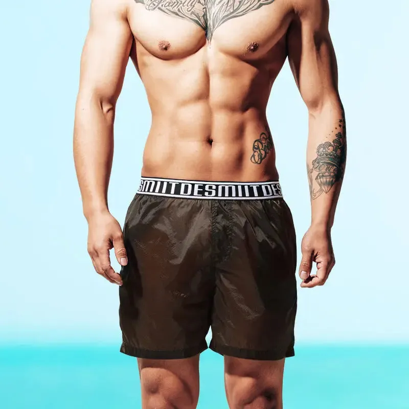 DESMIIT Mens Transparent Swim Shorts