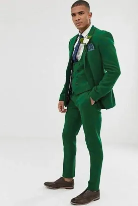 Elegant Slim Fit Three Piece Green Mens Suit for Wedding, Engagement, Prom, Groom wear and Groomsmen Suits