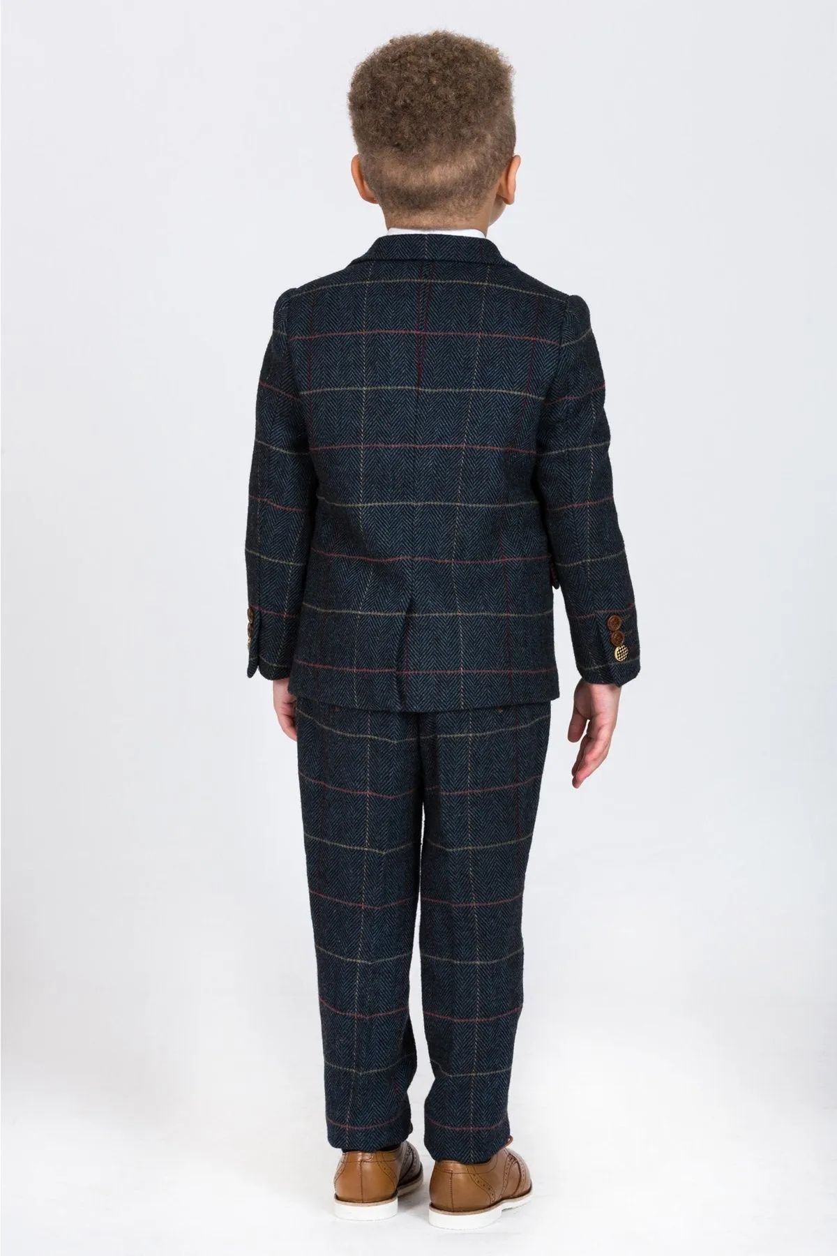 Eton Children's Navy Tweed Check Three Piece Suit :- Kids Suits