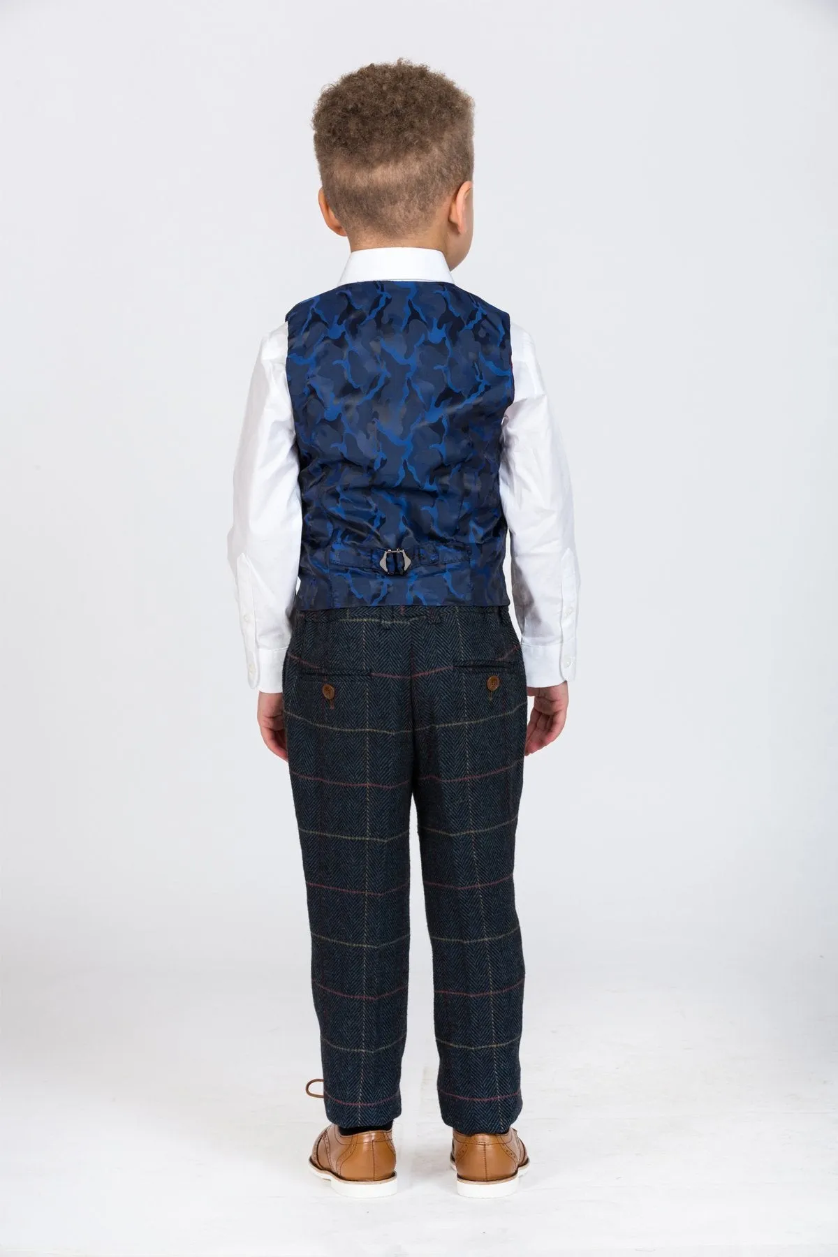 Eton Children's Navy Tweed Check Three Piece Suit :- Kids Suits