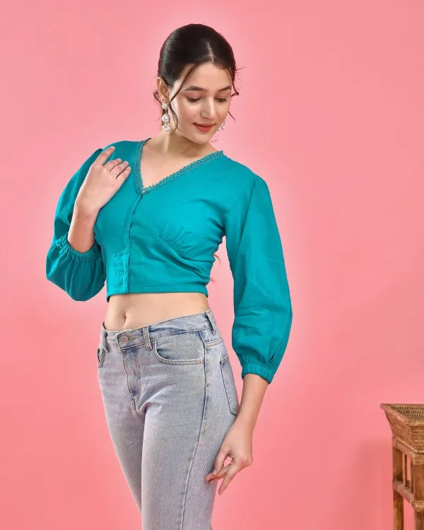 Firozi Blue Crop Top Blouse