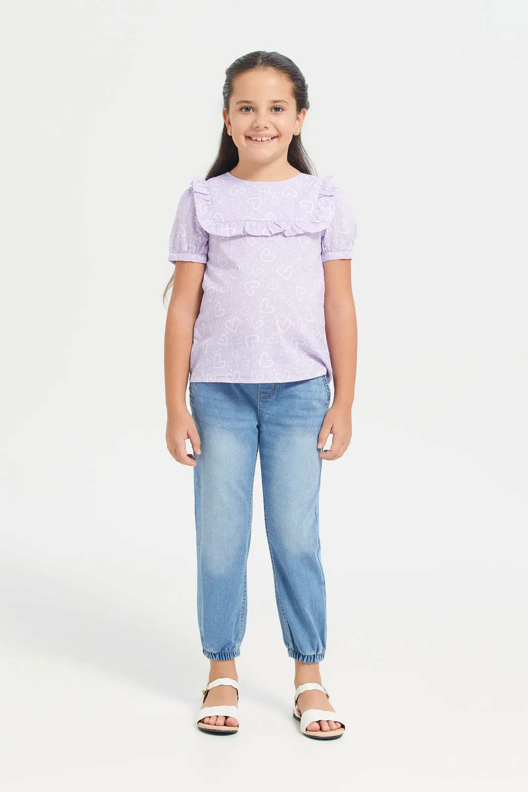 Girls Blue Pocket Jeggings