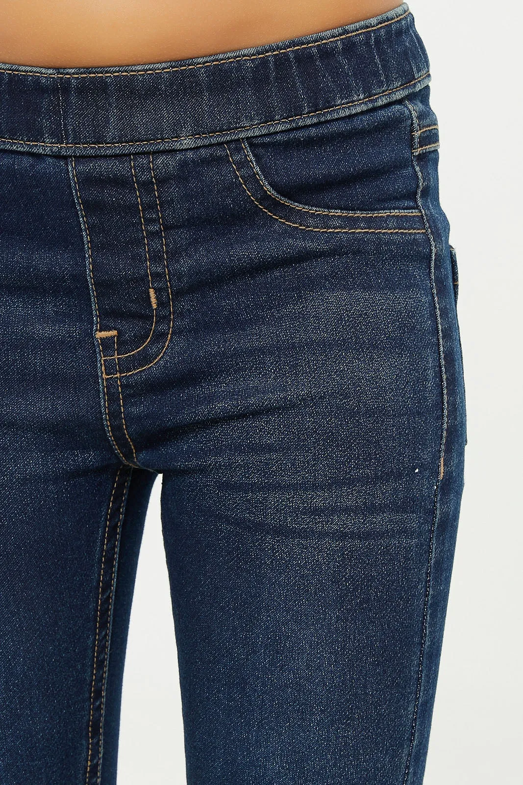 Girls Navy Plain Skinny Jeggings