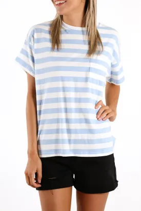Joey Stripe Tee Capri Blue Stripe