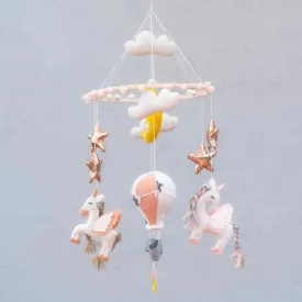Junior Unicorn & Hot Air Balloon Personalised Cot Mobile