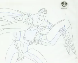 Justice League Original Production Drawing: Superman and Batman