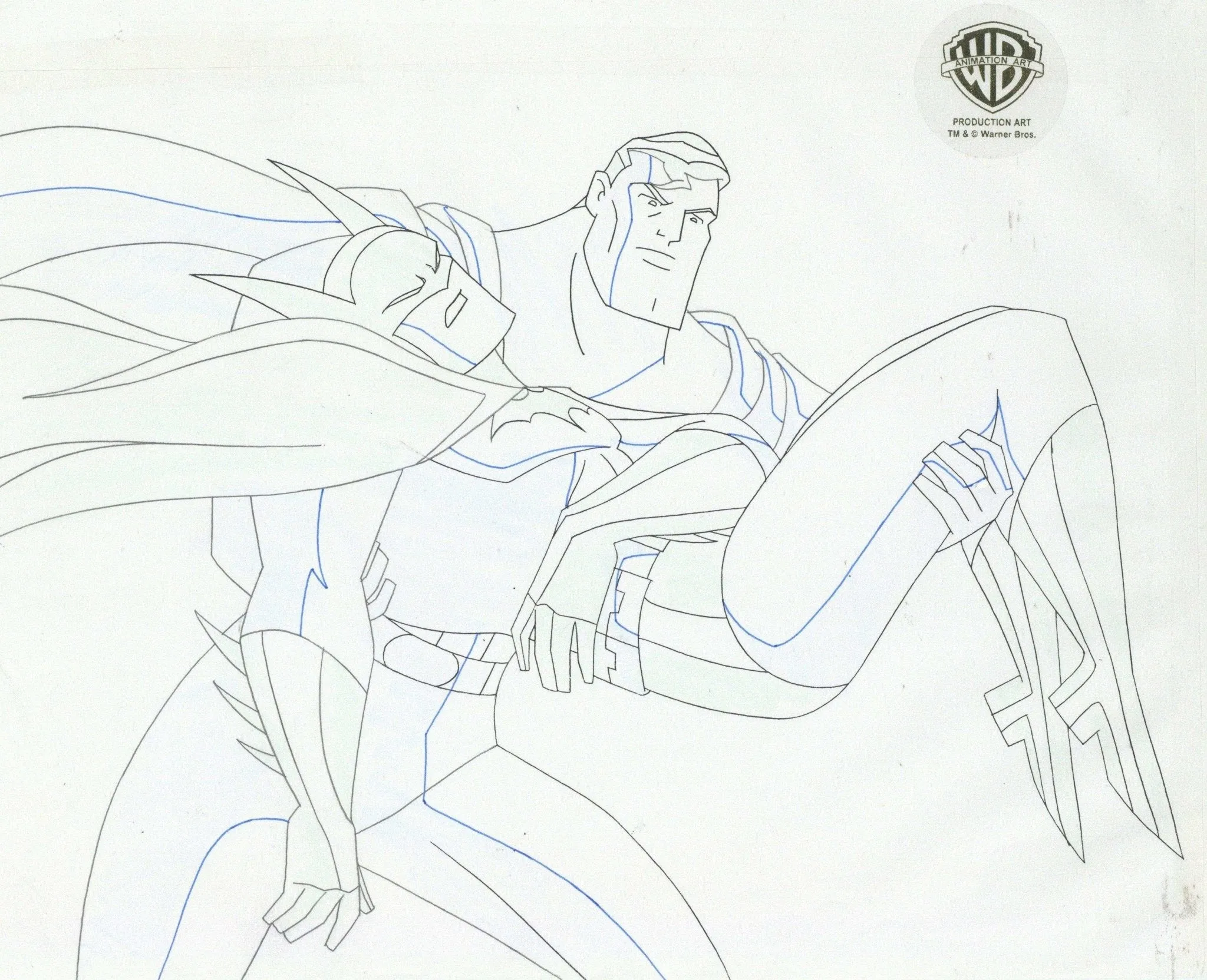 Justice League Original Production Drawing: Superman and Batman