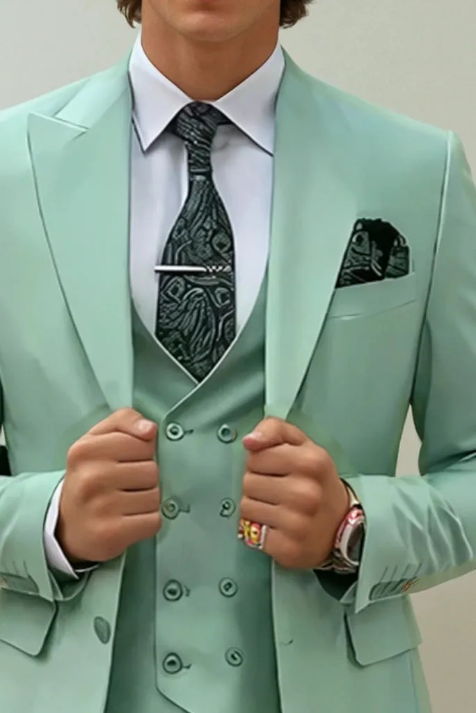 Men Sage Green Three Piece Suit Wedding Suit Dinner Suit Formal Party Wear Suit & Perfect For Every Occasion